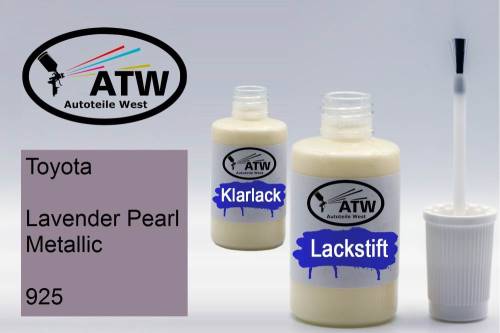 Toyota, Lavender Pearl Metallic, 925: 20ml Lackstift + 20ml Klarlack - Set, von ATW Autoteile West.